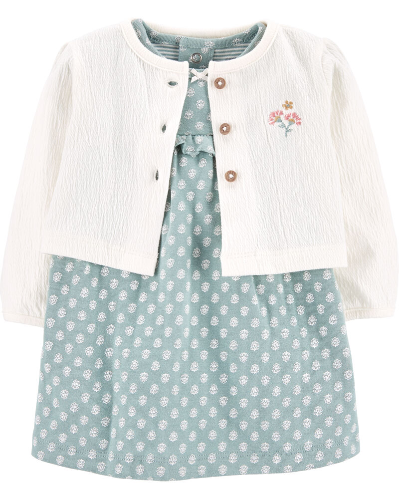 Carters Skirt Girls 2T Green White Checked Dress New with tags